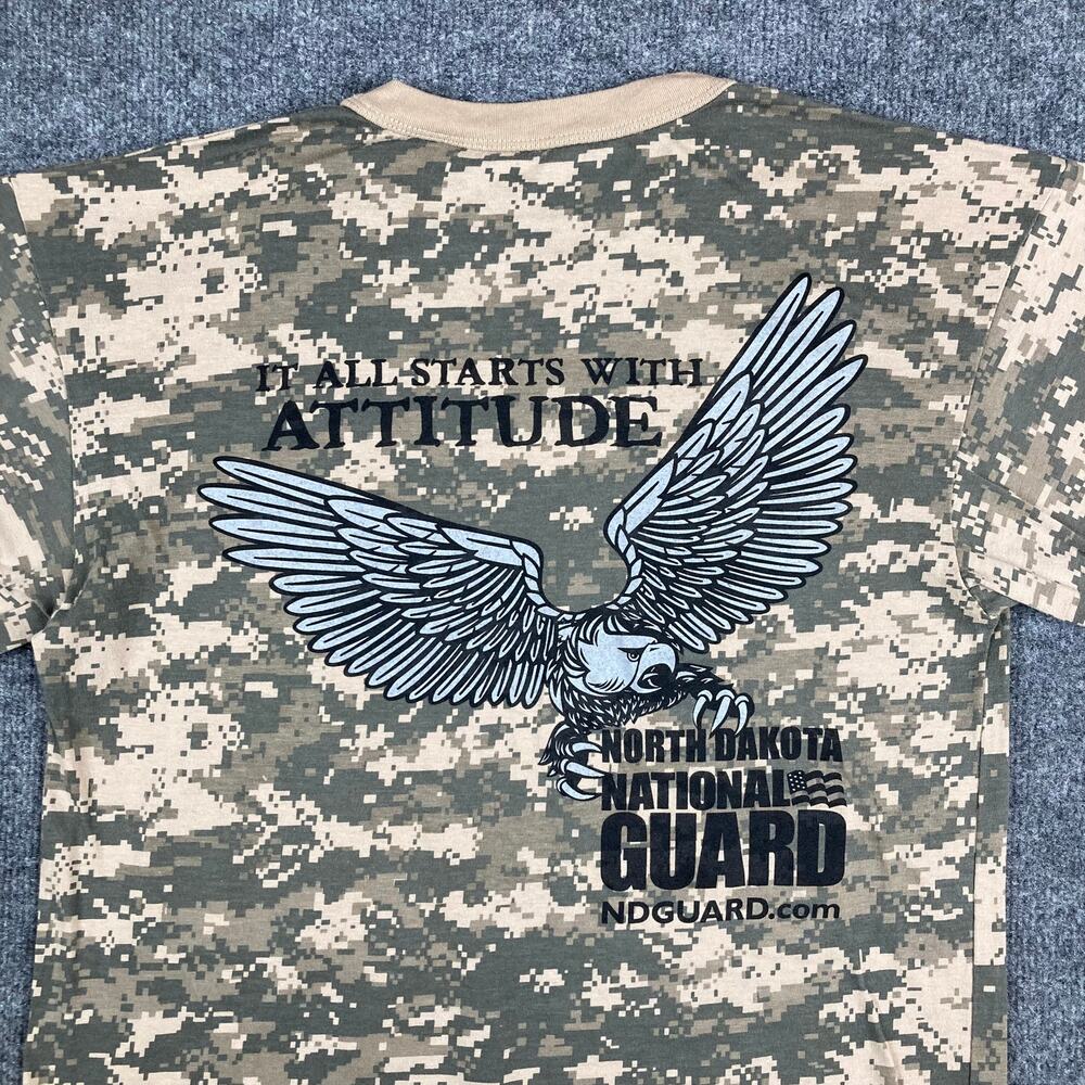 Rothco T-Shirt‎ Mens Size L Camo North Dakota National Guard Army Military